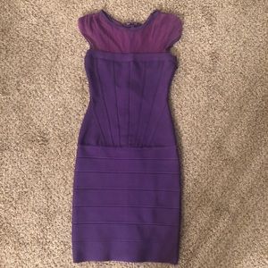 Beautiful purple bandage dress with lace neck